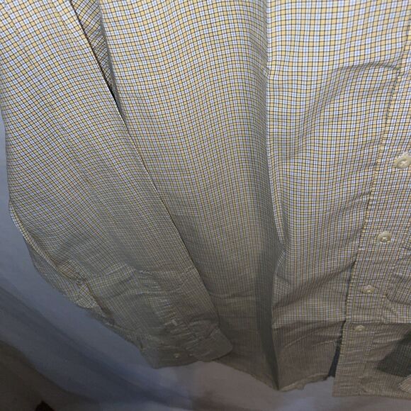 Brooks Brothers 346 Men’s Dress Shirt Size Large Yellow Blue Striped Business - Picture 6 of 12